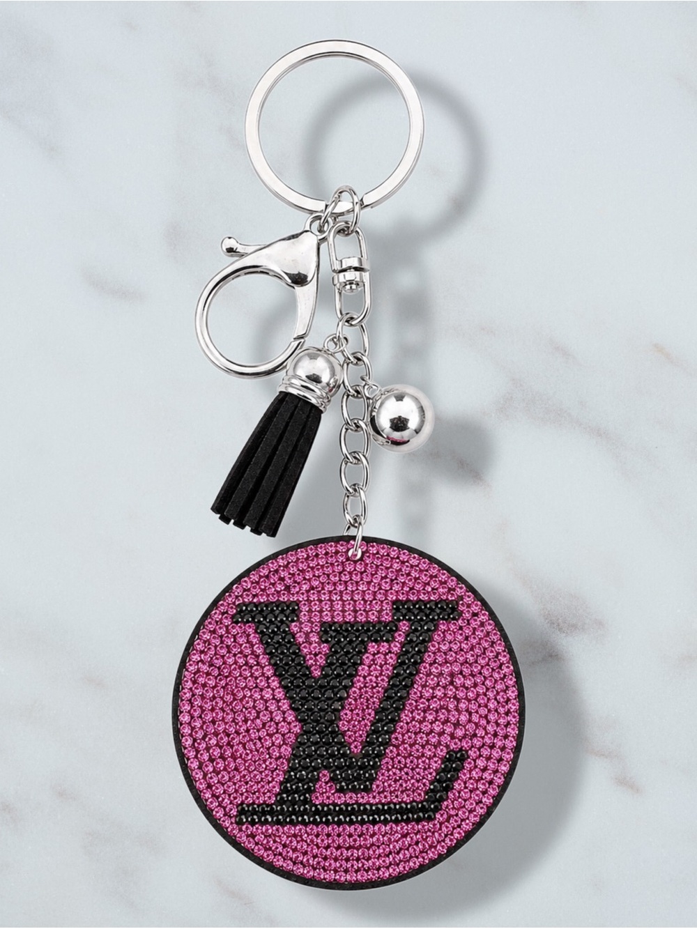 Fashion LV Rhinestone Charm Keychain